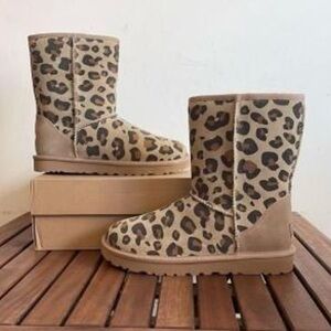 Ugg Leopard Print Boots with Fur Lining